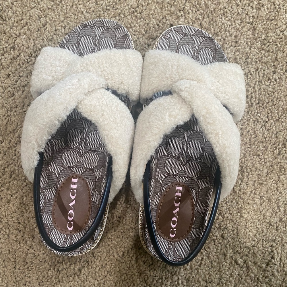 Coach Tally Genuine Shearling Sandal